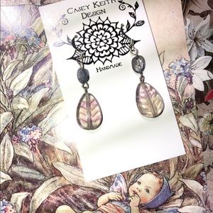 Rainbow Fleurite and Iolite Earrings